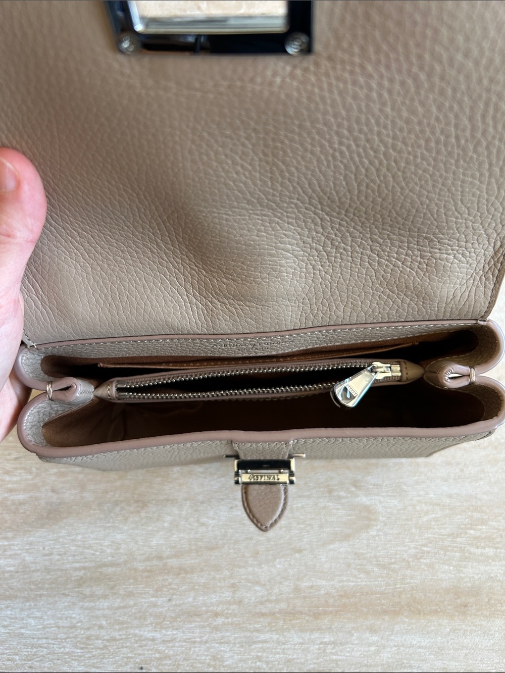 Aspinal of London Lottie Bag in Soft Taupe Pebble - Picture 11 of 11
